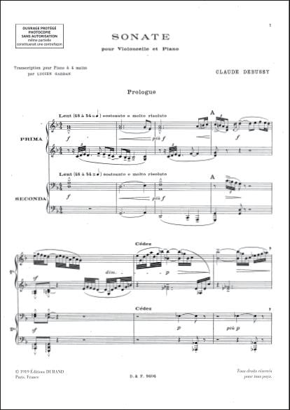 Sonate Vlc-Piano 4 Mains